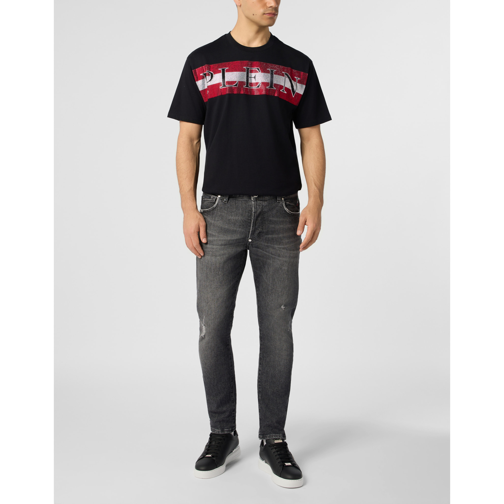 PHILIPP PLEIN Camiseta de cuello redondo y manga corta LOGO