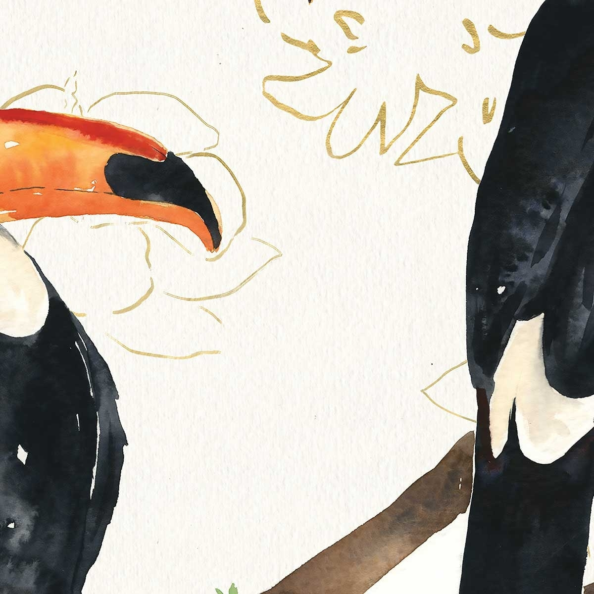 Affiche Joyeux oiseaux tropicaux Affiche sous cadre bois