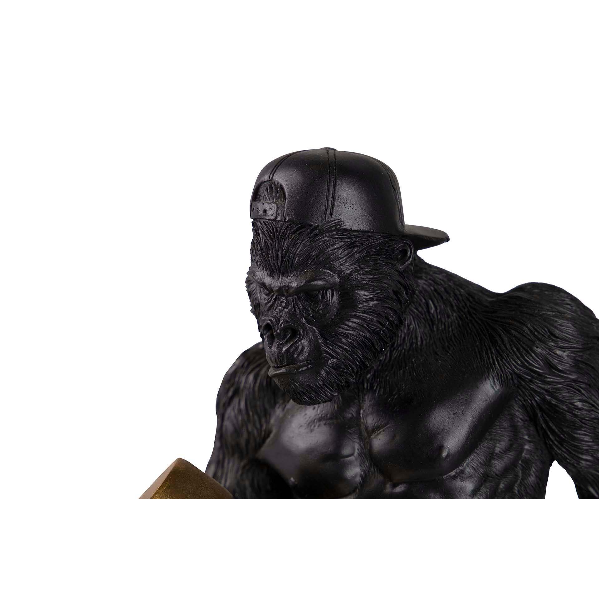 Figura Kingkong Pesas Resina Negra 18x15x30 Cm