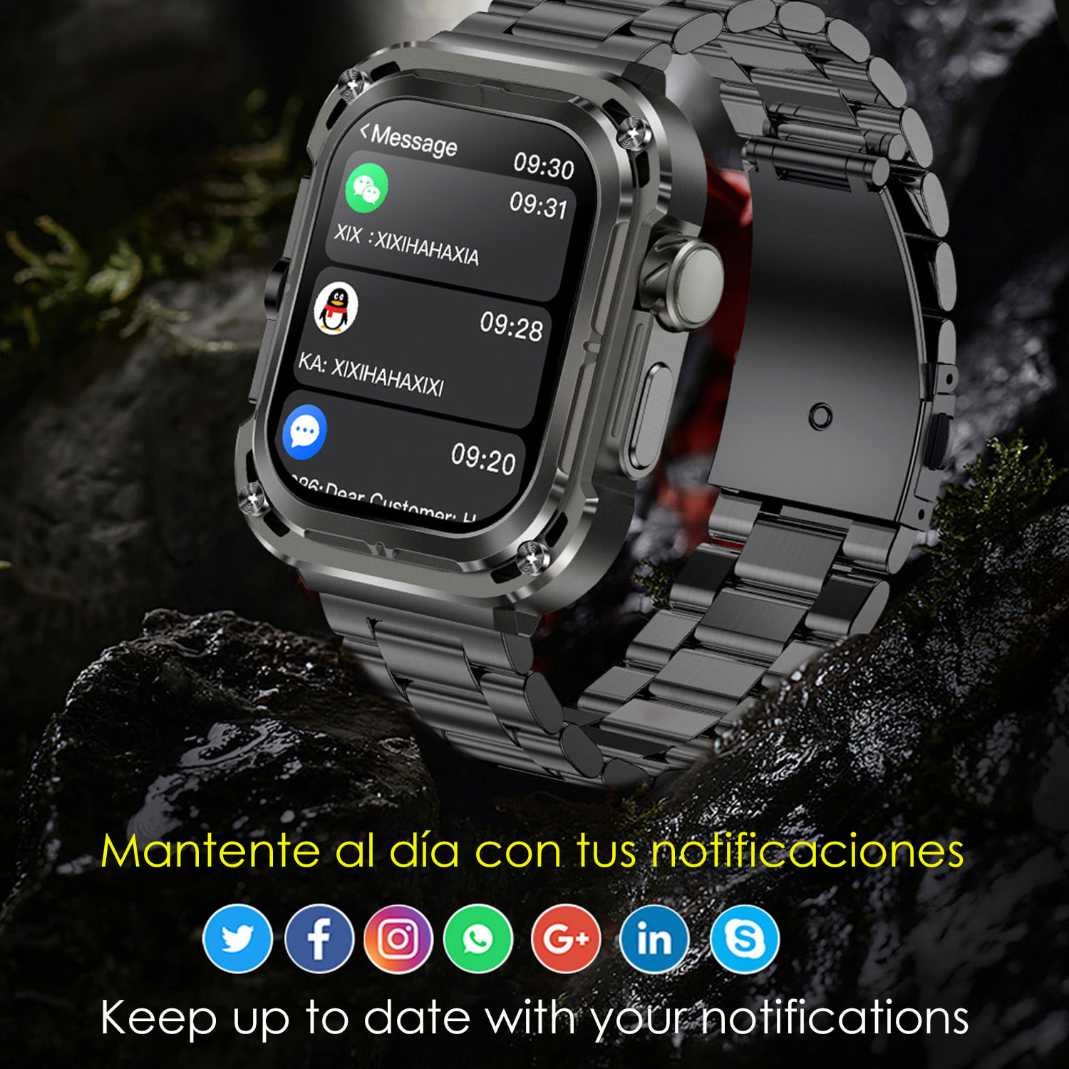 Smartwatch Z85 Max con schermo da 2", triplo cinturino. Monitor sanitari, ECG, pressione sanguigna. Modalità sport, chiamate BT.