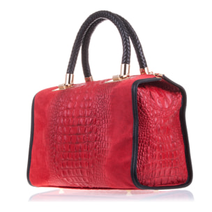 Anacapri Bolso tote Mujer.Piel auténtica Gamuza Grabado Cocodrilo