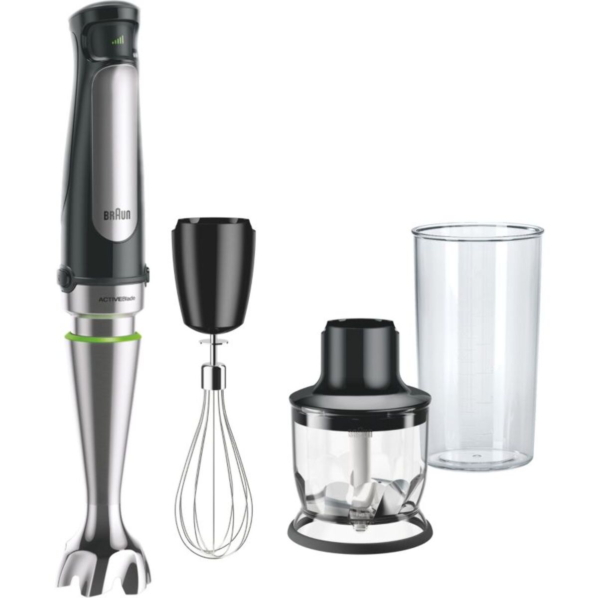 Mixeur BRAUN MQ7026X MultiQuick 7 gris et noir 2 accessoires