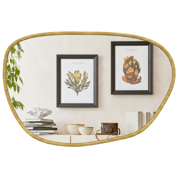 Miroir mural design organique - 90 x 60 cm - effet bois clair naturel