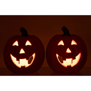 J-Line décoration Citrouille - céramique - orange - 2 pcs