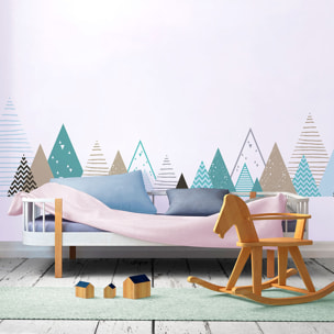 Stickers muraux enfants - Décoration chambre bébé - Autocollant Sticker mural géant enfant montagnes scandinaves JIHAKA