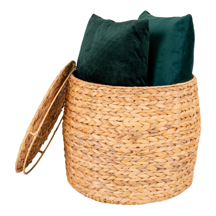 Tavolino contenitore Delia in giacinto d'acqua naturale ø43x34 cm