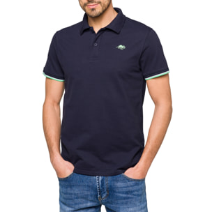 Polo Hot Buttered Lizard con righine blu.