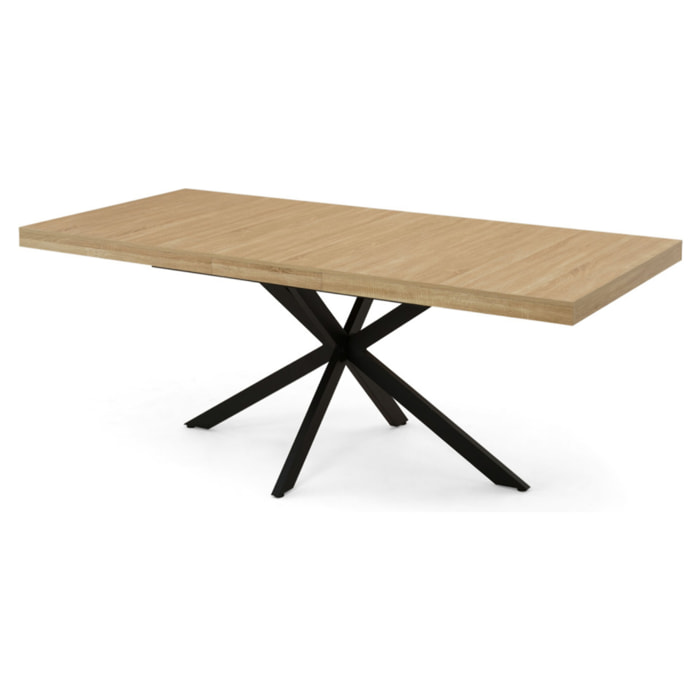 Table à manger extensible Spider 160-200cm bois noir avec rangement