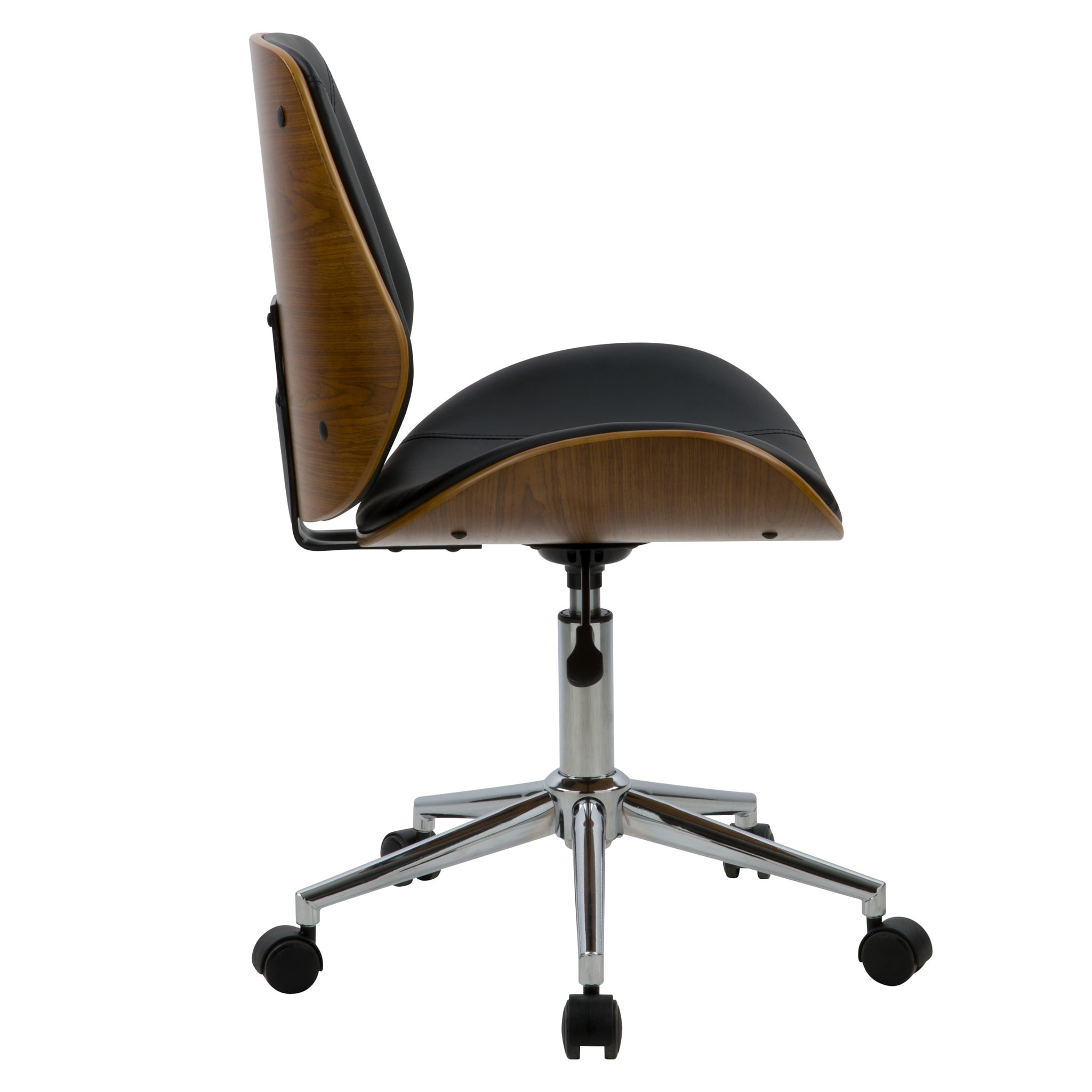 Chaise de bureau pivotante en bois en PU noir - Archie