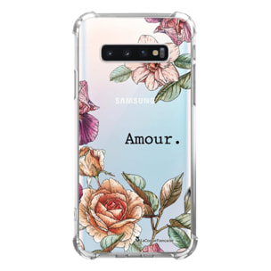 Coque Samsung Galaxy S10 anti-choc souple angles renforcés transparente Amour en fleurs La Coque Francaise