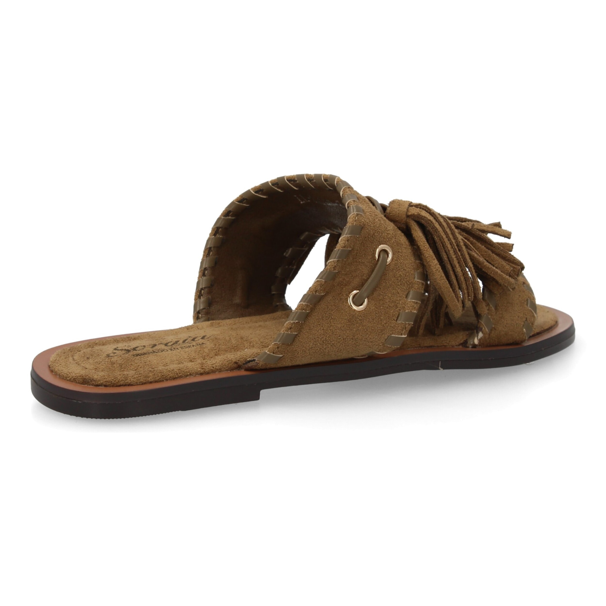 Sandalia pala mujer estilo boho con flecos