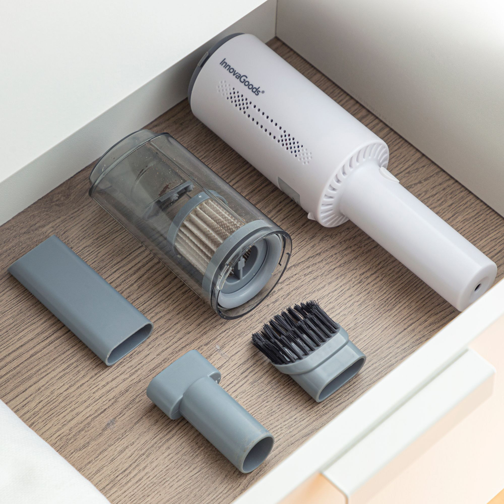 Aspirapolvere portatile ricaricabile Hancuum Home Houseware - bianco e grigio - Ø6,7x36,5 cm