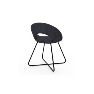 Chaises Malone en velours - Gris foncé / pied noir