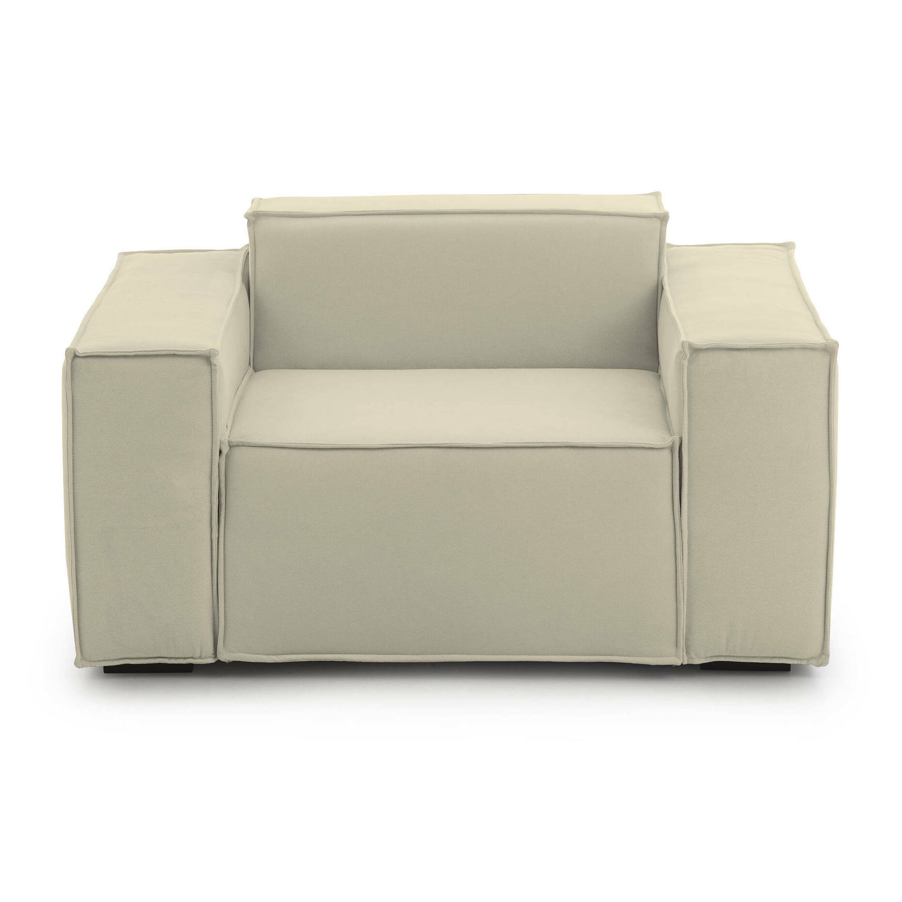 Poltrona Cristiana, Poltrona da salotto, 100% Made in Italy, Poltroncina relax in tessuto imbottito, Cm 160x95h70, Beige