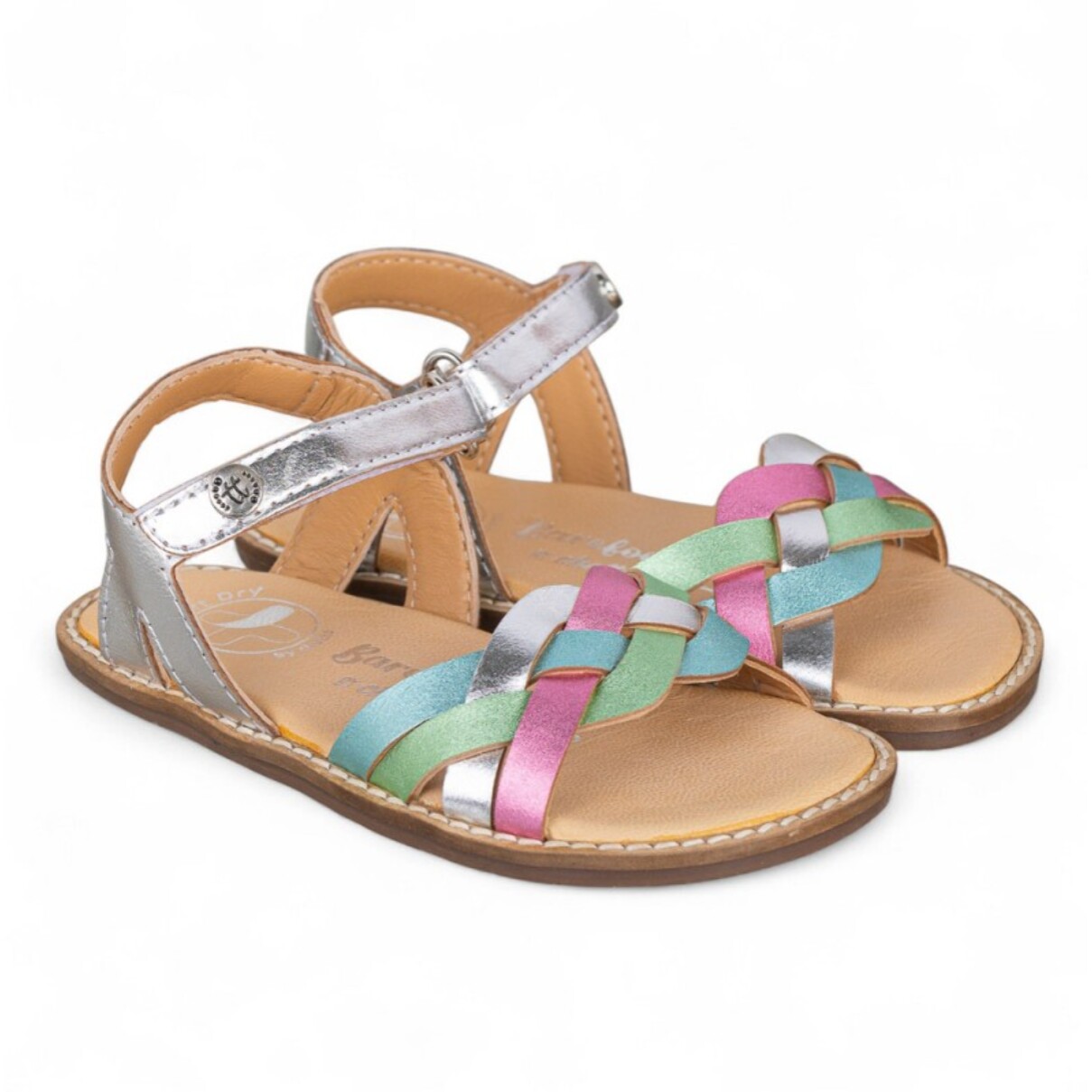 SANDALIA BAREFOOT PIEL CHETTO TRENZADA PLATA