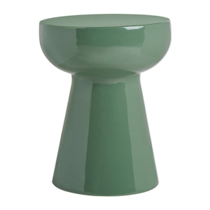 Table d'appoint ronde en métal émaillé vert kaki D34 cm MOGOU