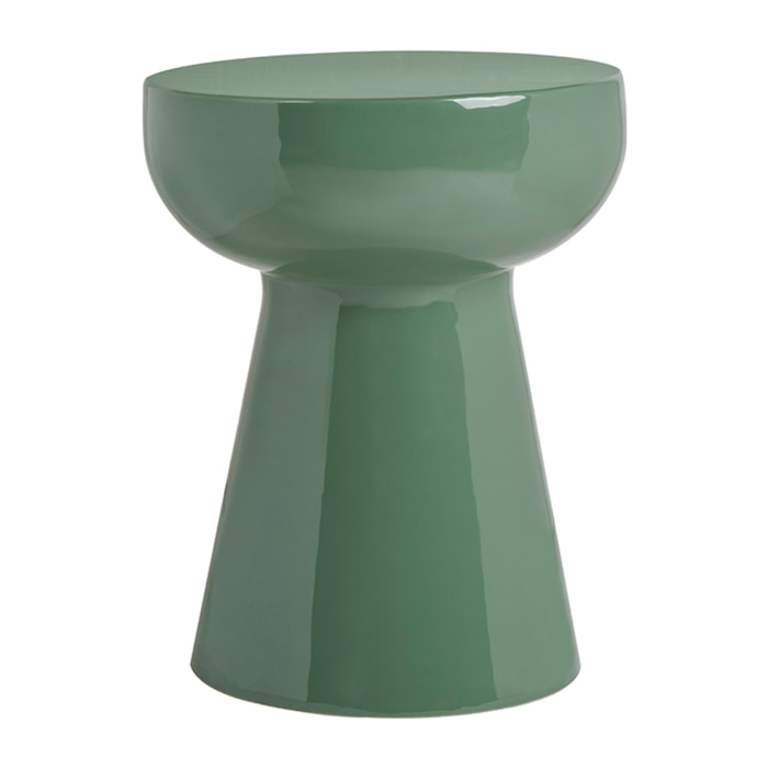 Table d'appoint ronde en métal émaillé vert kaki D34 cm MOGOU