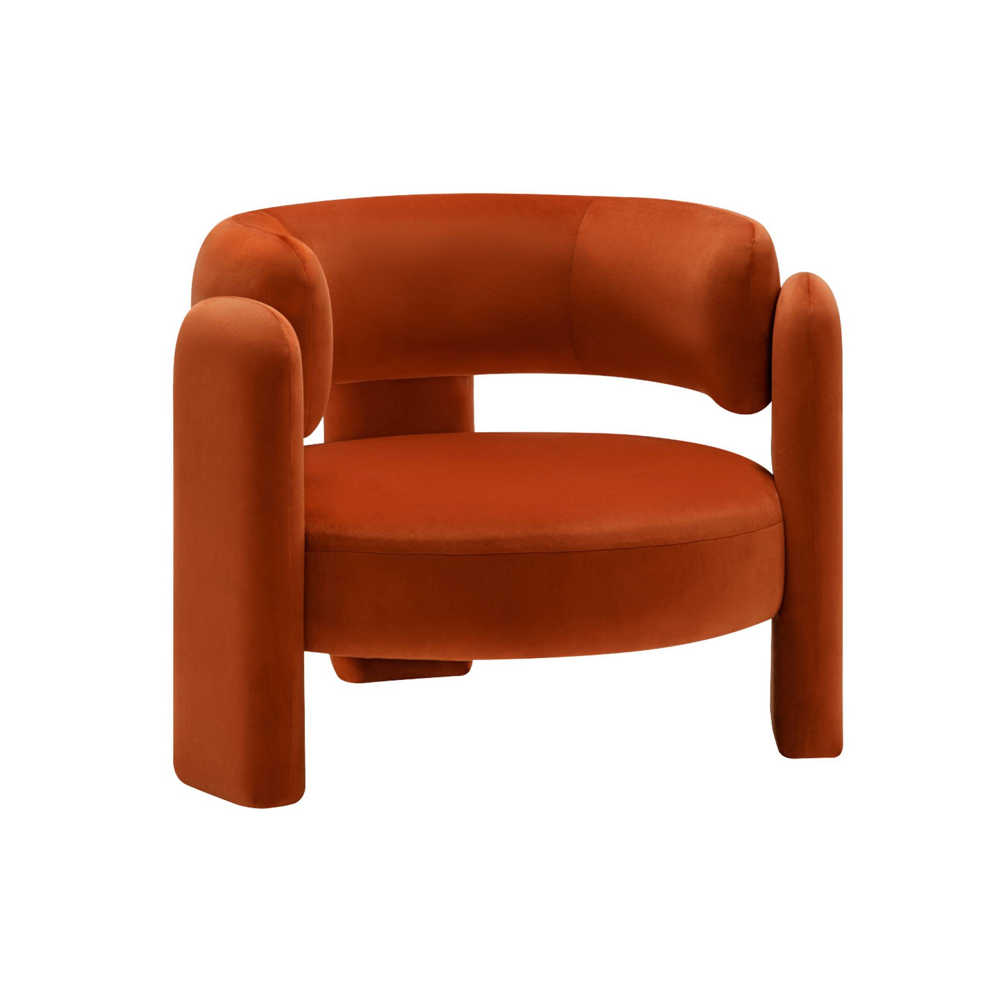 Fauteuil tripode en velours orange