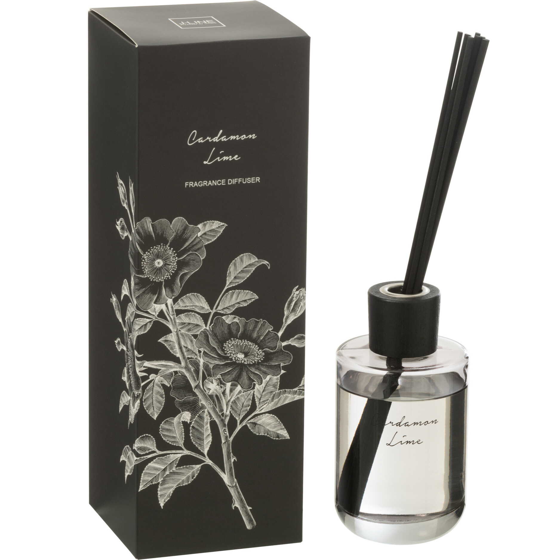 J-Line Bâtonnets parfumés Walk in the Woods - Cardamome Citron Vert - zwart - 180 ml