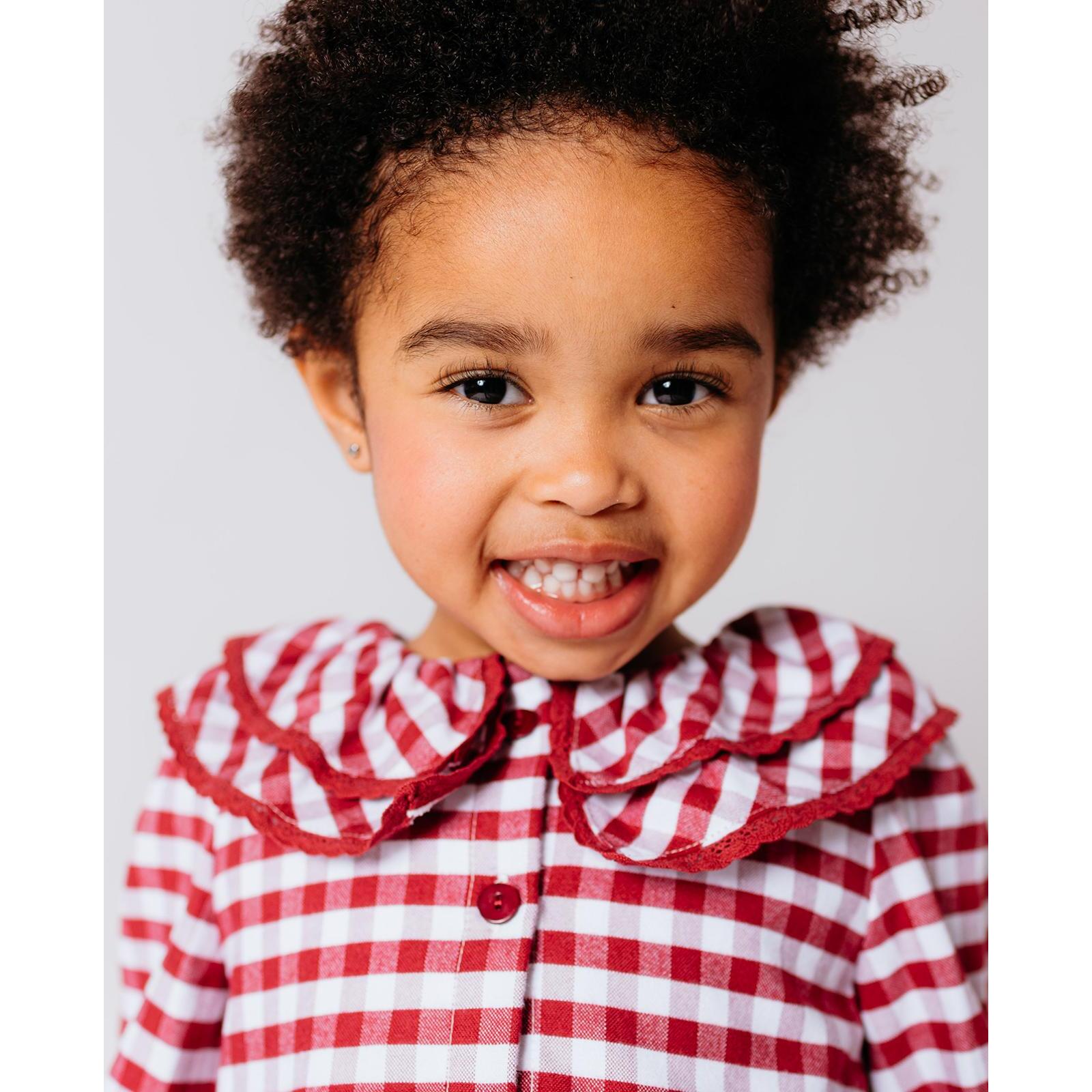 Vestidos a cuadros granates y blancos