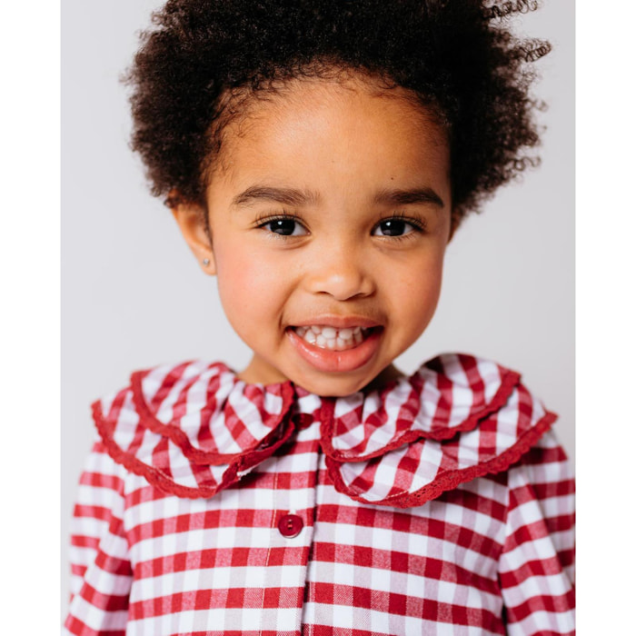 Vestidos a cuadros granates y blancos