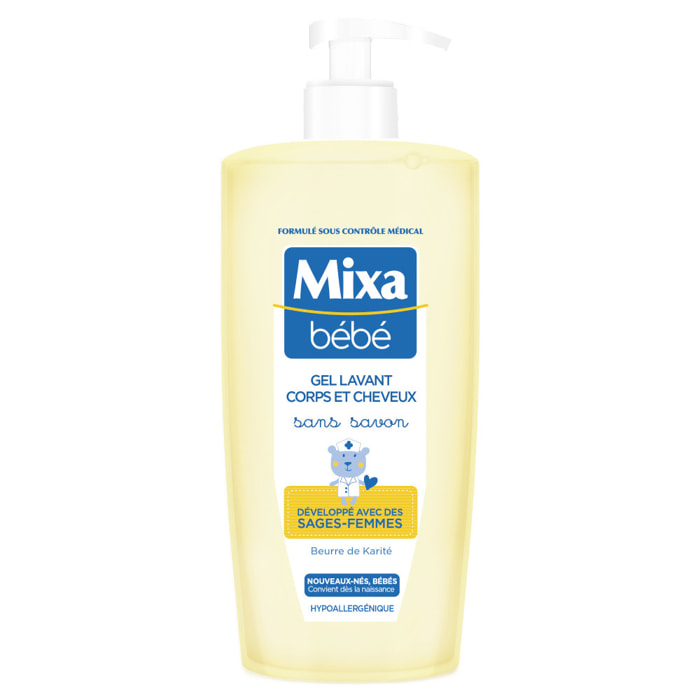 Lot de 6 - Mixa Bébé Gel lavant corps et cheveux Sans savon 750ml