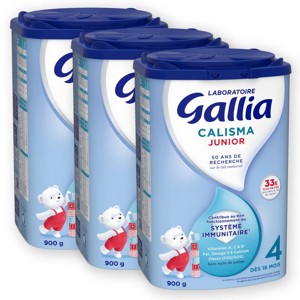 Gallia - 3 Boîtes de Lait en poudre Junior 4 (3x900g) - Calisma Dès 18 Mois