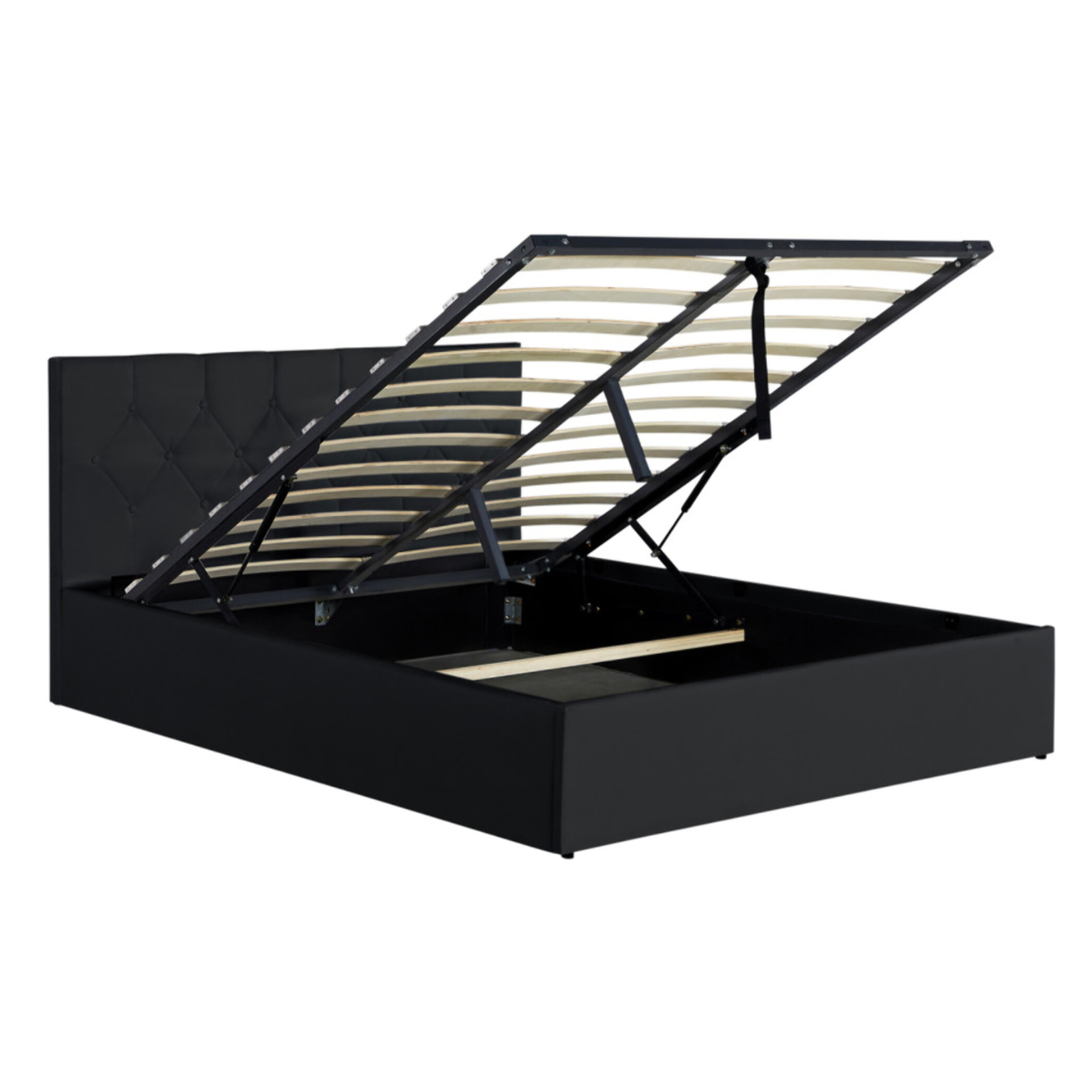 Lit coffre Hannah PVC avec sommier - Noir