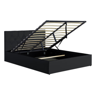 Lit coffre Hannah PVC avec sommier - Noir