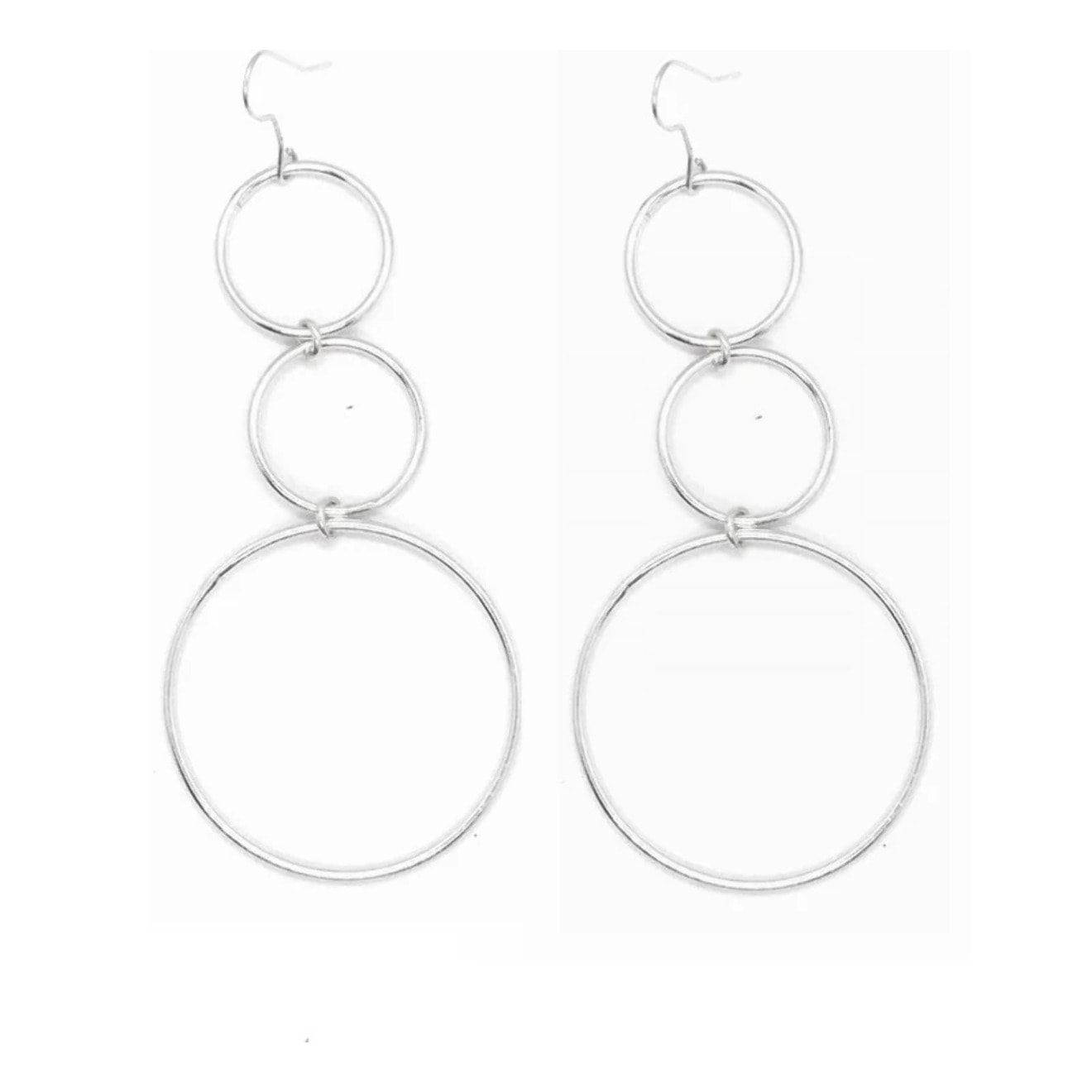 Pendiente cascada de aros plata