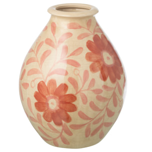 J-Line Vase Fleurs - grès - orange/blanc cassé - small