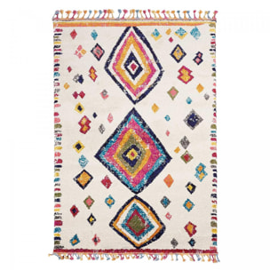 Tapis Mevo crème et multicolore motif traditionnel berbère