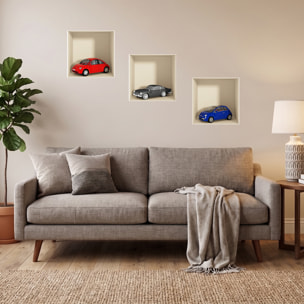 Stickers muraux 3D | Sticker Mural Autocollant effet 3D voitures 3 couleurs - Stickers adhésifs 3D Chambre Salon Trompe l'oeil