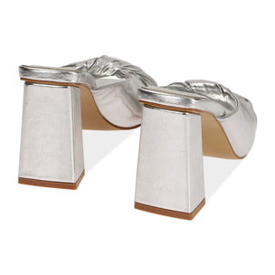 Mules argento, tacco 8,5 cm