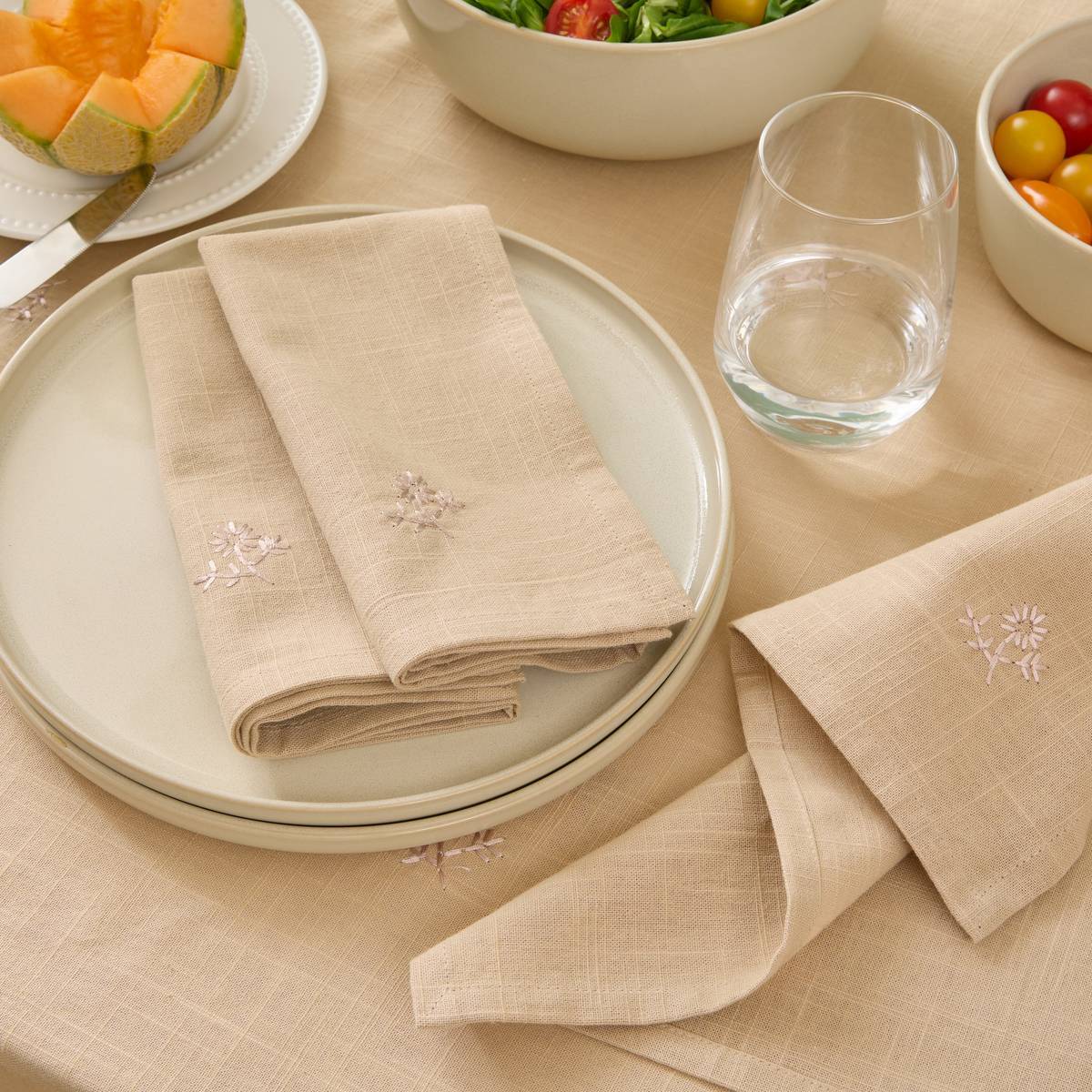 4 serviettes de table Joy 40x40cm beige lin