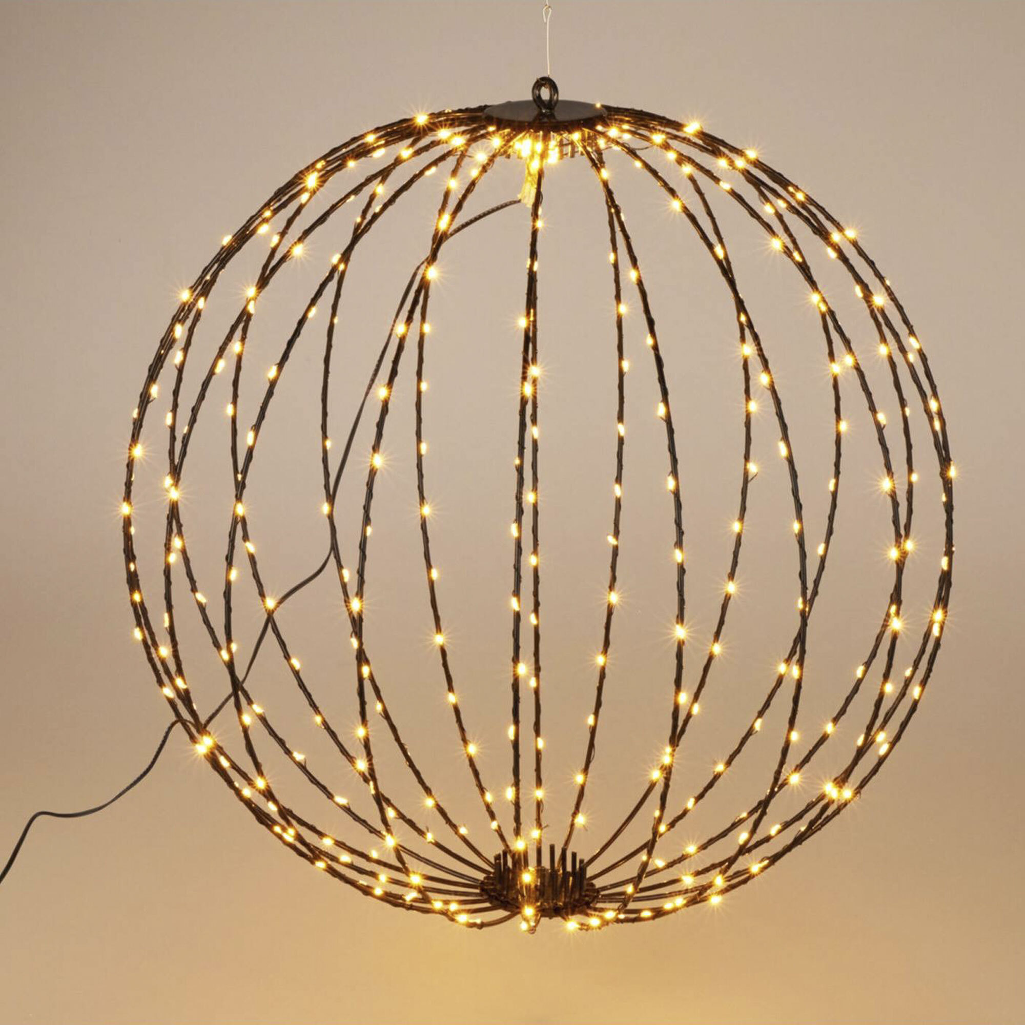 bola navideña luminosa con 320 luces led blancas cálidas 50cm
