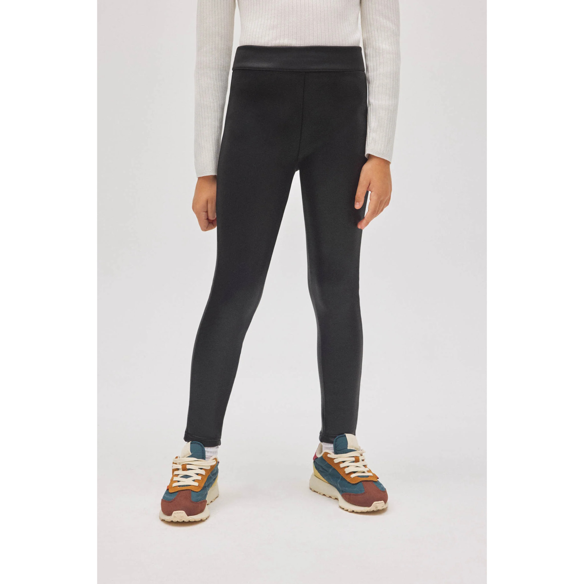 Leggings termici effetto pelle nera per bambine