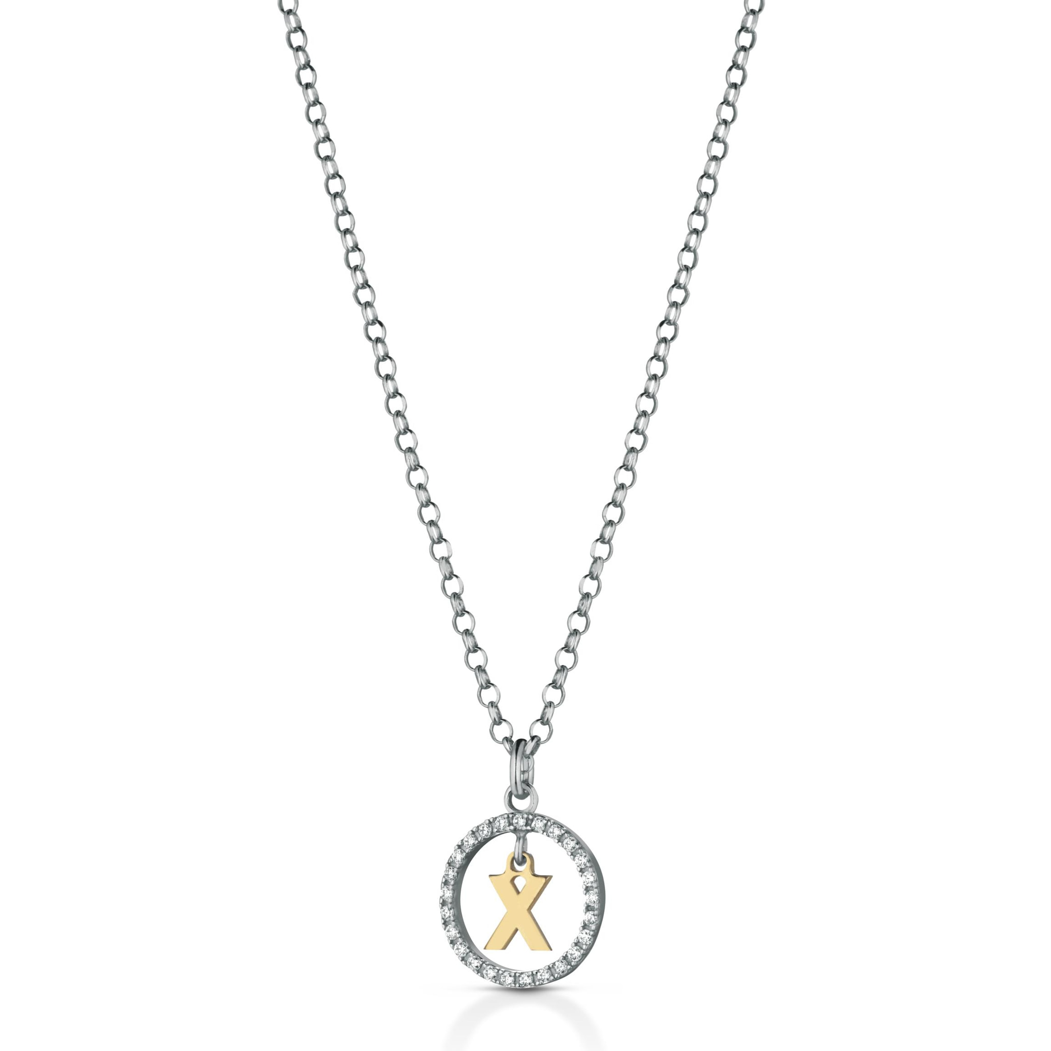 Collana Hiriwa 925 Cerchio Lettera X Argento