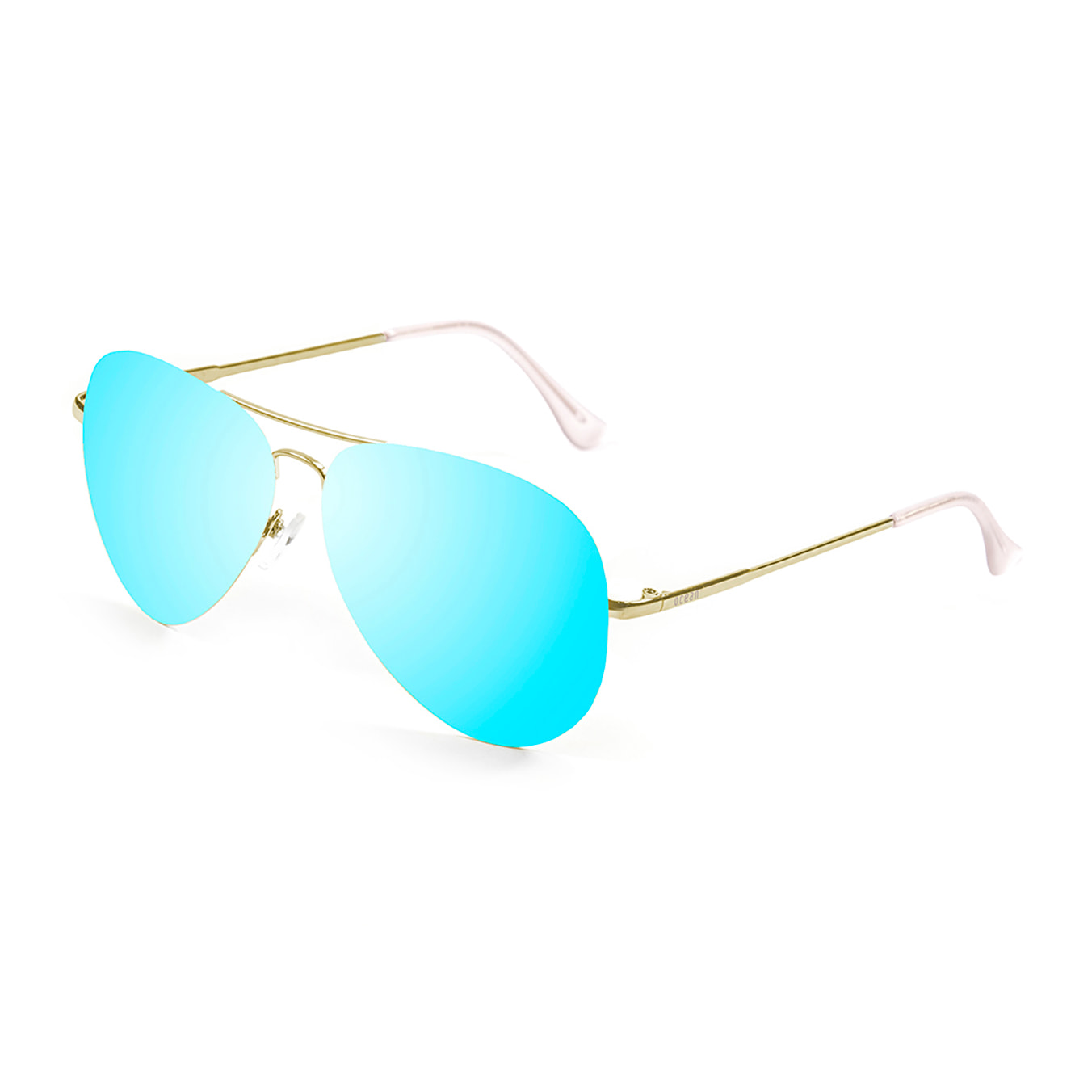 Gafas de sol OCEAN LONG BEACH - Nuevo montura dorado mate / Plana revo azul cielo real
