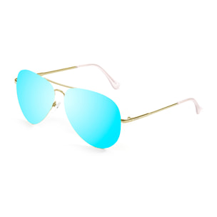 Gafas de sol OCEAN LONG BEACH - Nuevo montura dorado mate / Plana revo azul cielo real