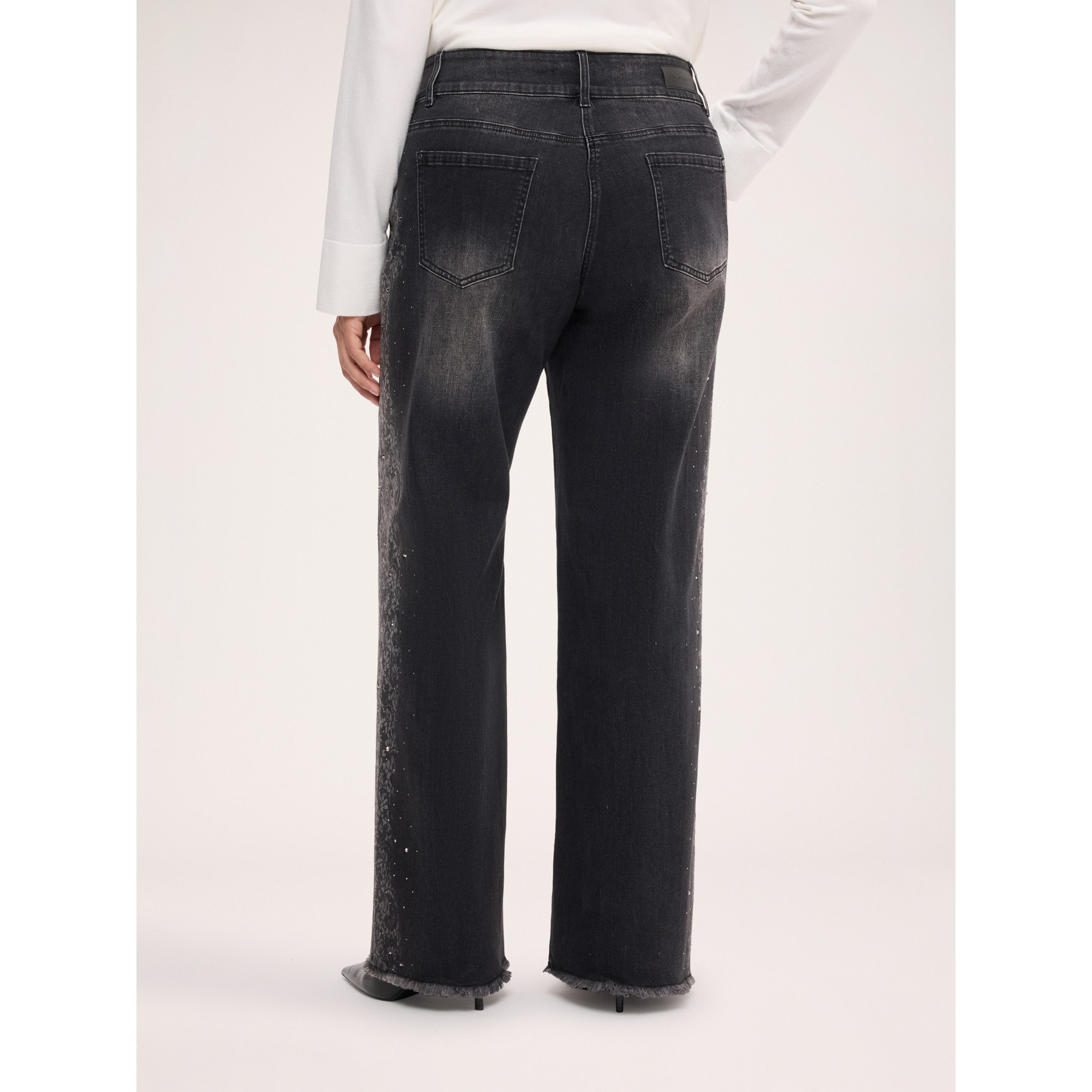 Fiorella Rubino - Jeans regular stampa pizzo - Grigio