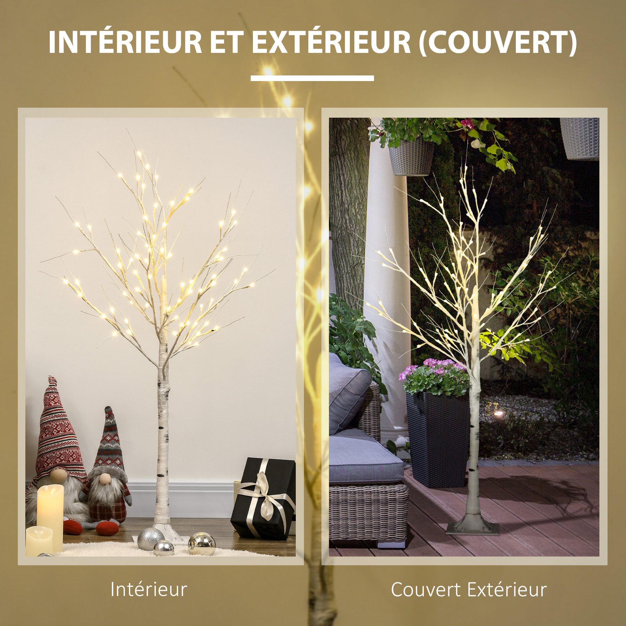 Arbre lumineux LED - décoration lumineuse de Noël - 72 LEDS - 1,2H m - métal PP blanc