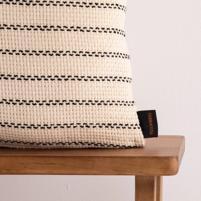 Housse de coussin jacquard 50x50 cm Agres Noir