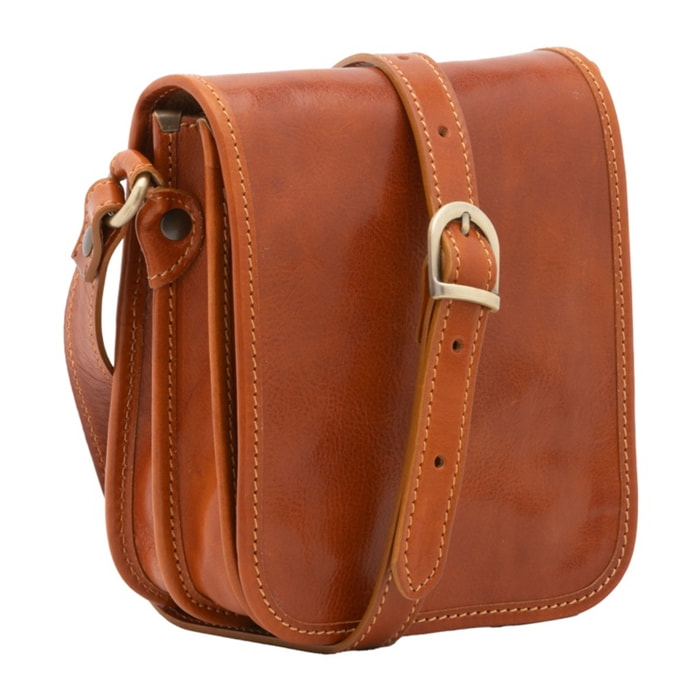 Borsa a tracolla da uomo in vera pelle - Modello False - Made in Italy - 20.0 x 16.5 x 10.0 cm