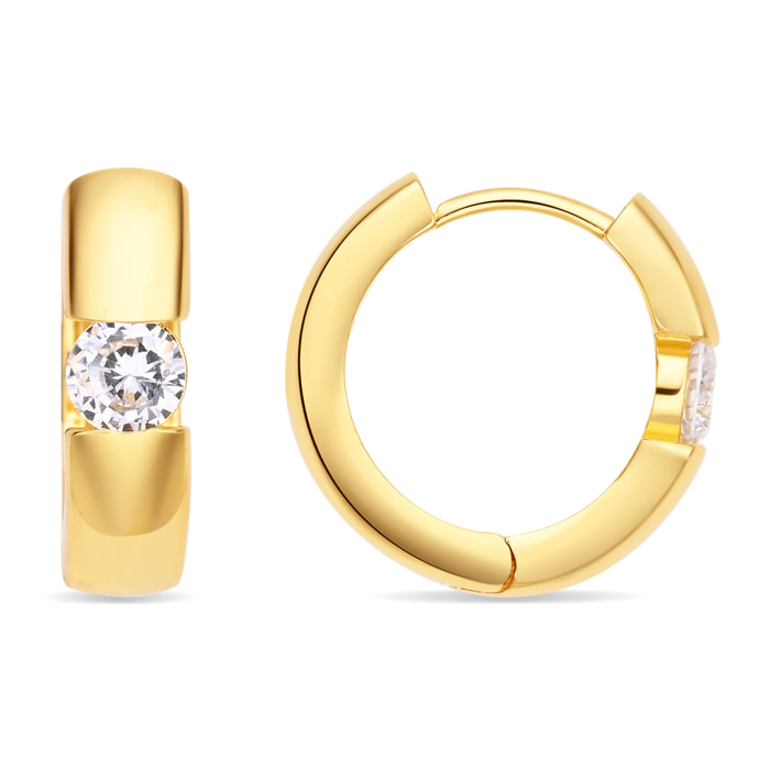 Pendientes de Circonita Brillante acabado en oro amarillo de 18k