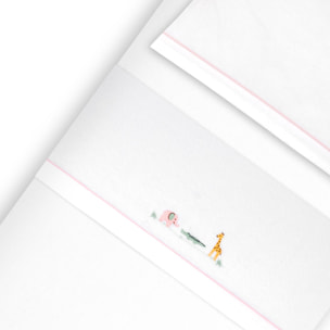 Triptico Cuna Franela Jirafa Savanna Bco/Rosa