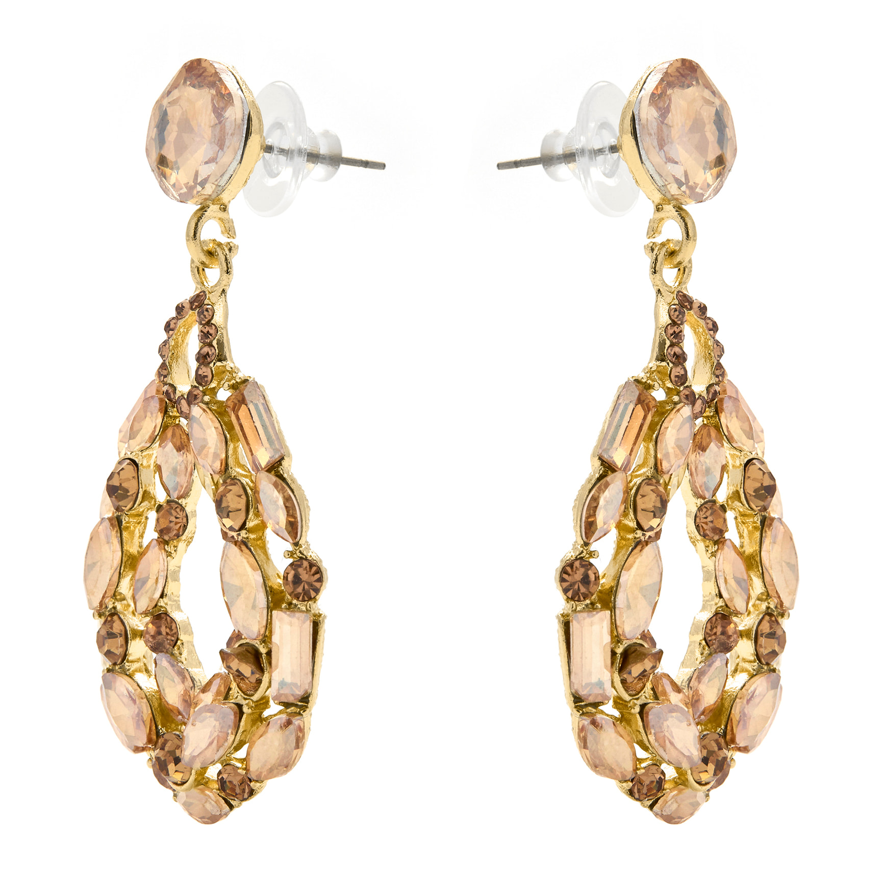 Pendientes con Cristal Multicolor acabado oro 18k