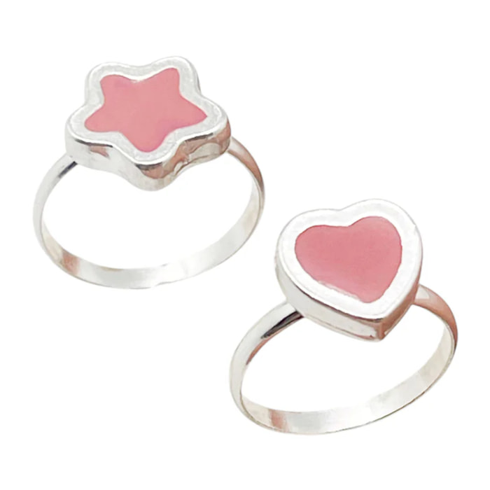 Pareja anillos Colors en plata 10µm y color rosa