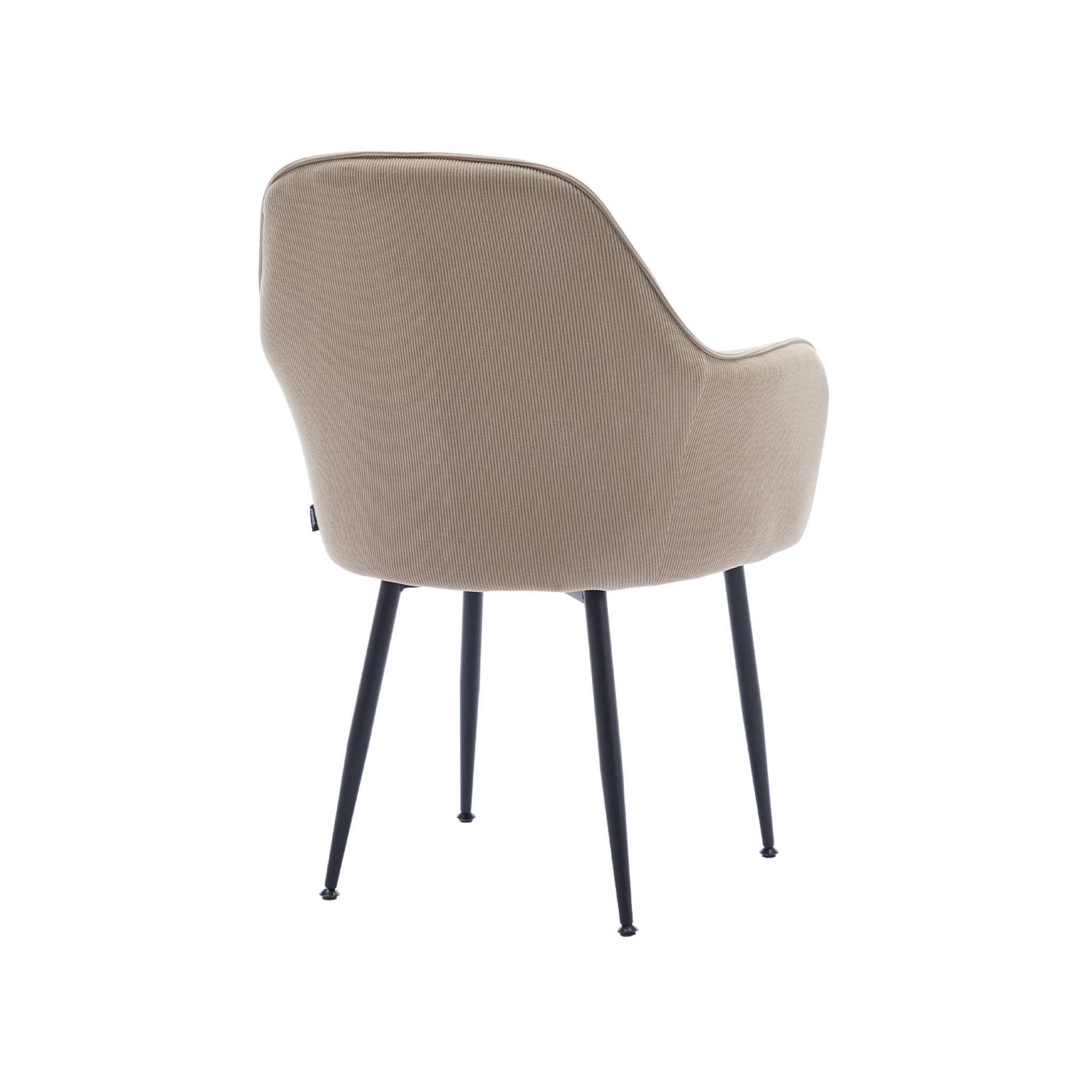 Lot de 2 fauteuils en velours côtelé beige et pieds en métal noir mat. L 57 x P 59 x H 84.5