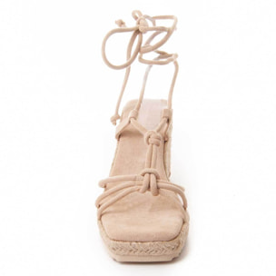 Sandalias de Cuña - Beige - Altura: 9 cm